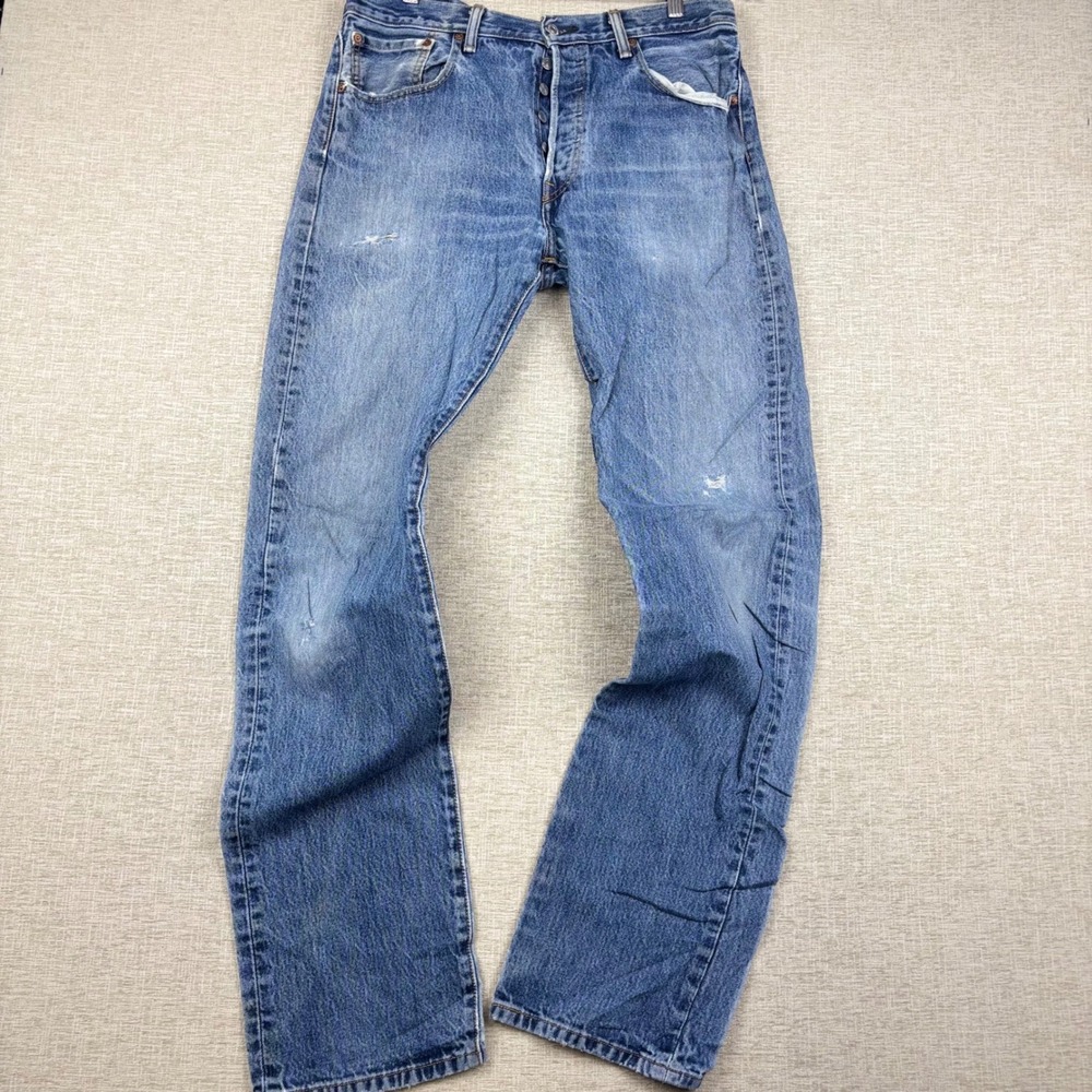 Vintage Levis 501 Mens 34x36 Original Fit Jeans Light Distress Grunge Denim